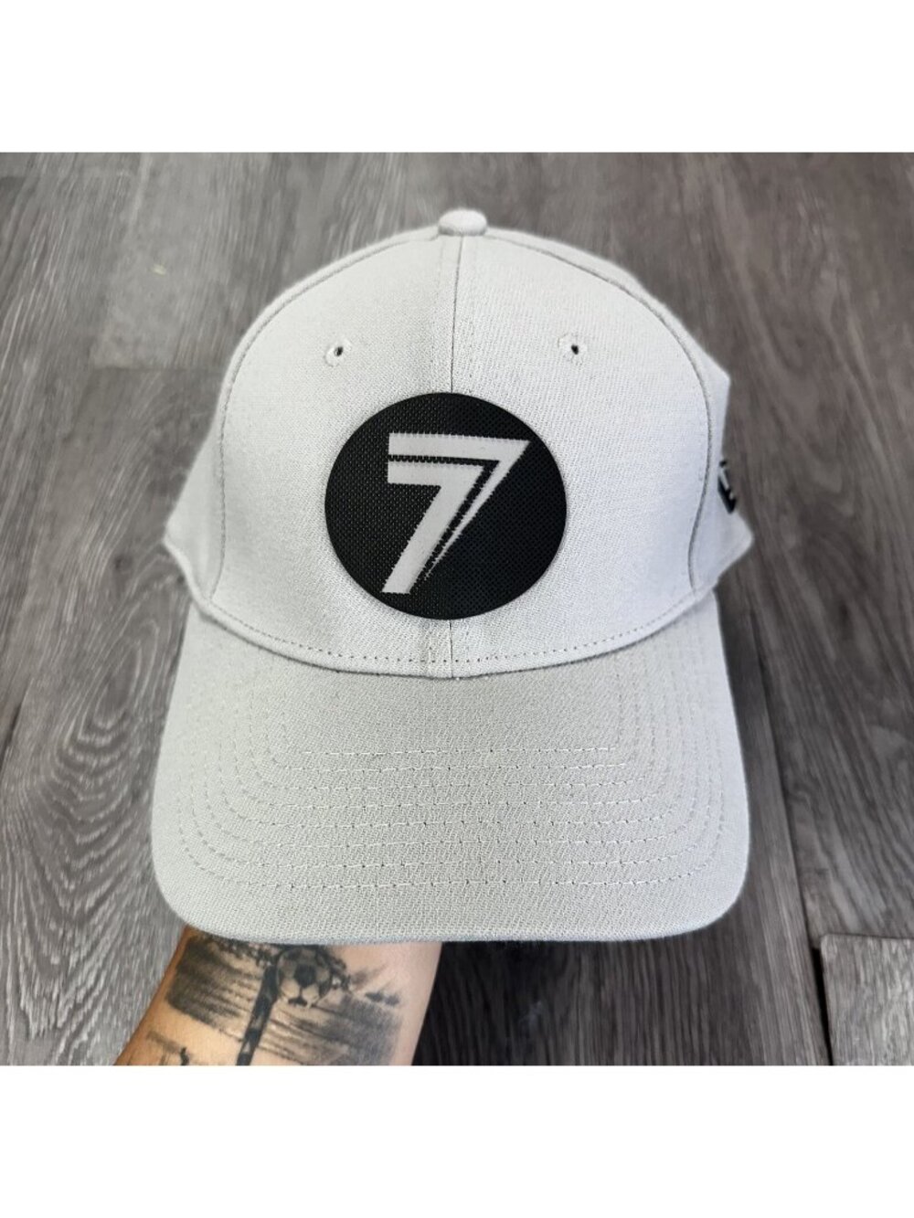 New Era Seven Brand 39thirty Cap Hat Small- Medium Gray  Black Nylon